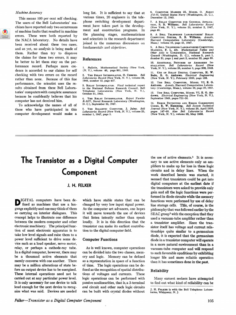 The Transistor As A Digital Computer Component: References | PDF ...