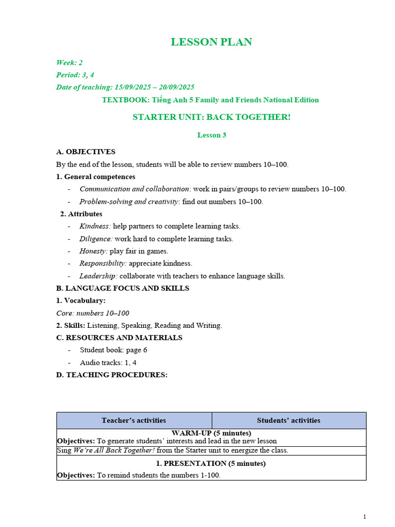 Lesson Plan: Numbers and Jobs Review | PDF | Lesson Plan | Communication