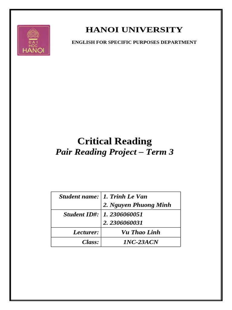 Pair Reading Project Guideline Term 3 2023 2024 Sent To Students 1 | PDF