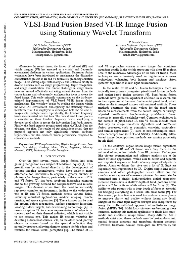 VLSI-Based VI-IR Image Fusion Techniques | PDF | Logic Gate ...