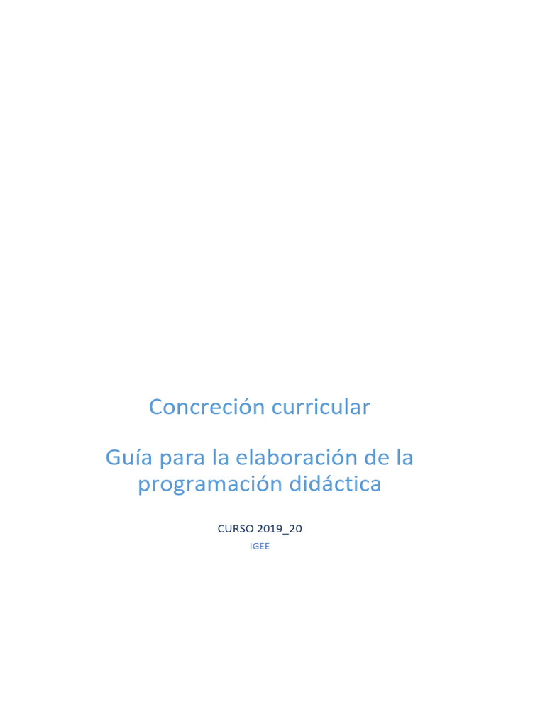 Guía para Programación Didáctica 2019-20 | PDF | Evaluación | Plan de ...