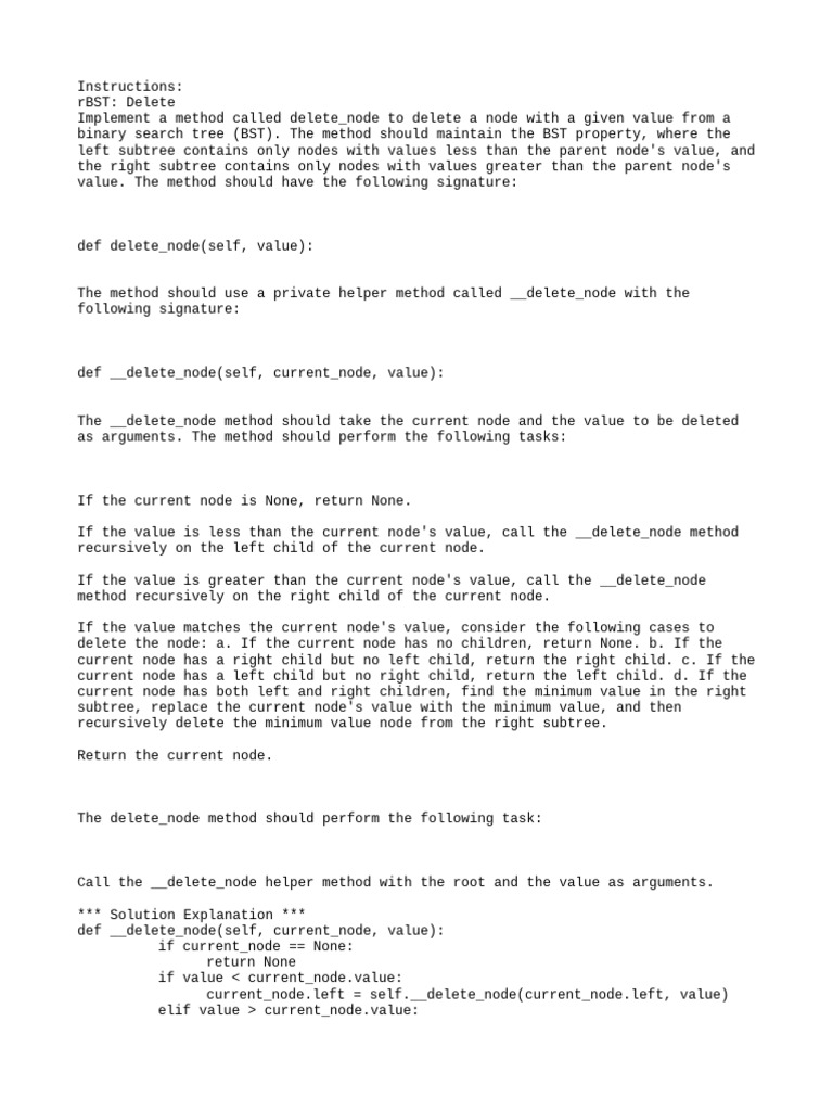 Coding Exercise 68 RBST Delete | PDF | Computer Programming ...