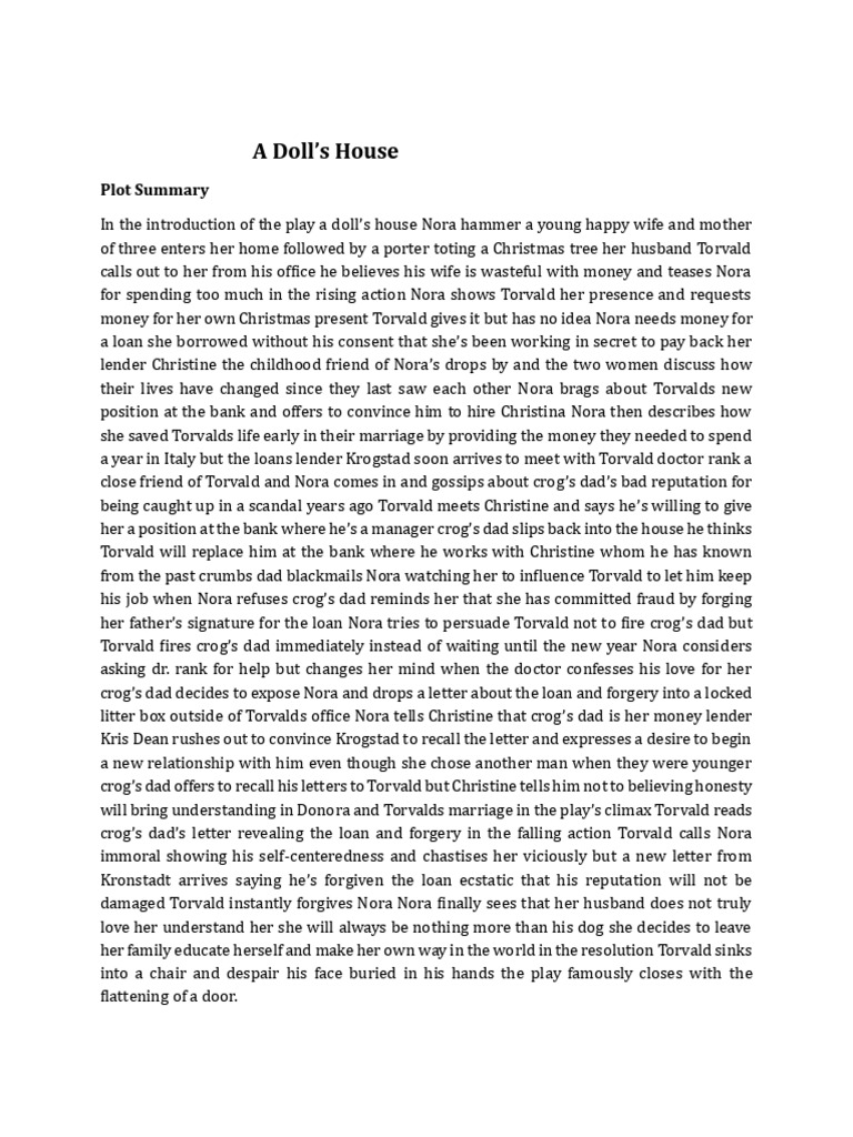 A Doll's House: Plot Summary & Analysis | PDF | A Doll's House
