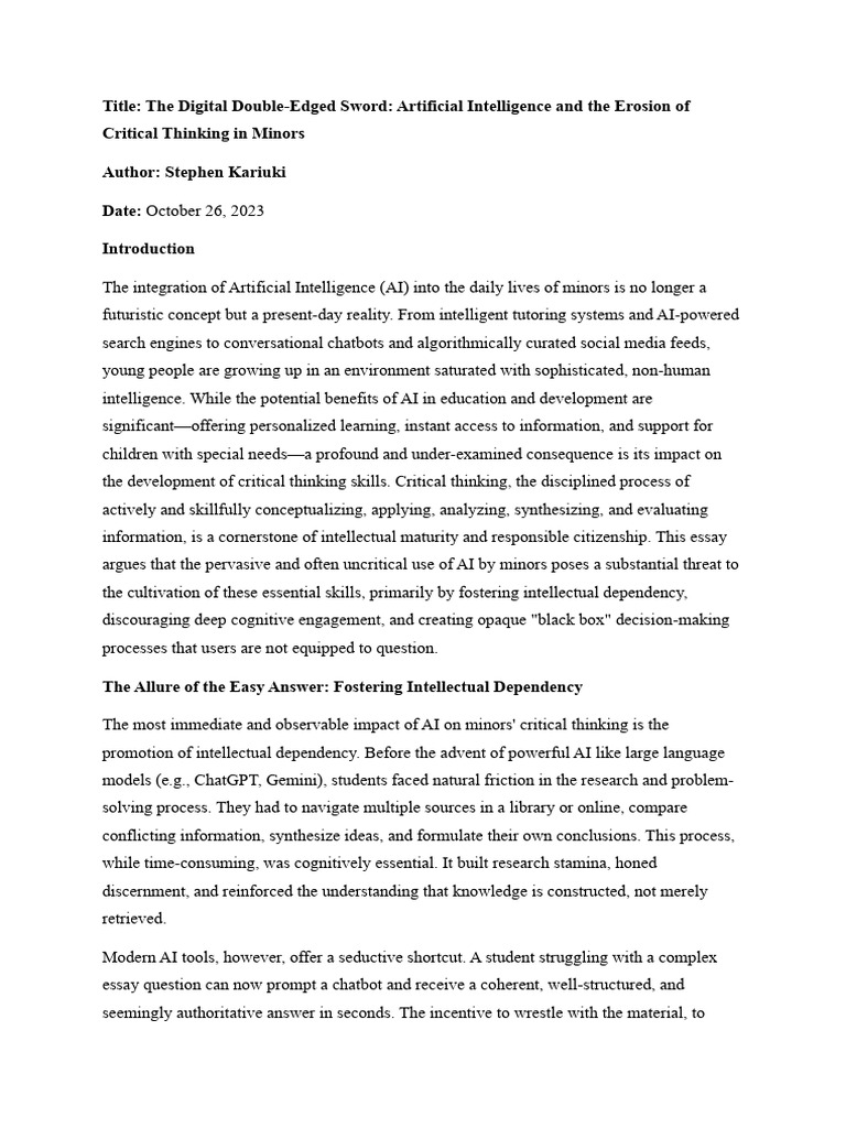 The Digital Double-Edged Sword, Artificial Intelligence | PDF ...