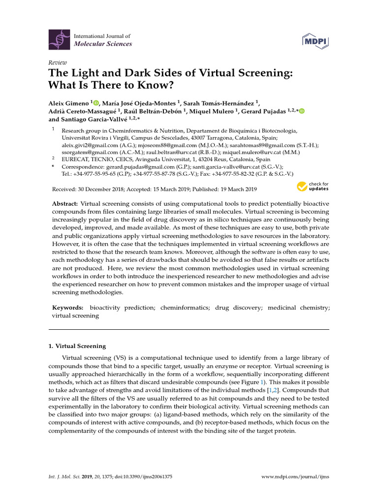 Light and Dark Sides of Virtual Screening PDF Machine Learning