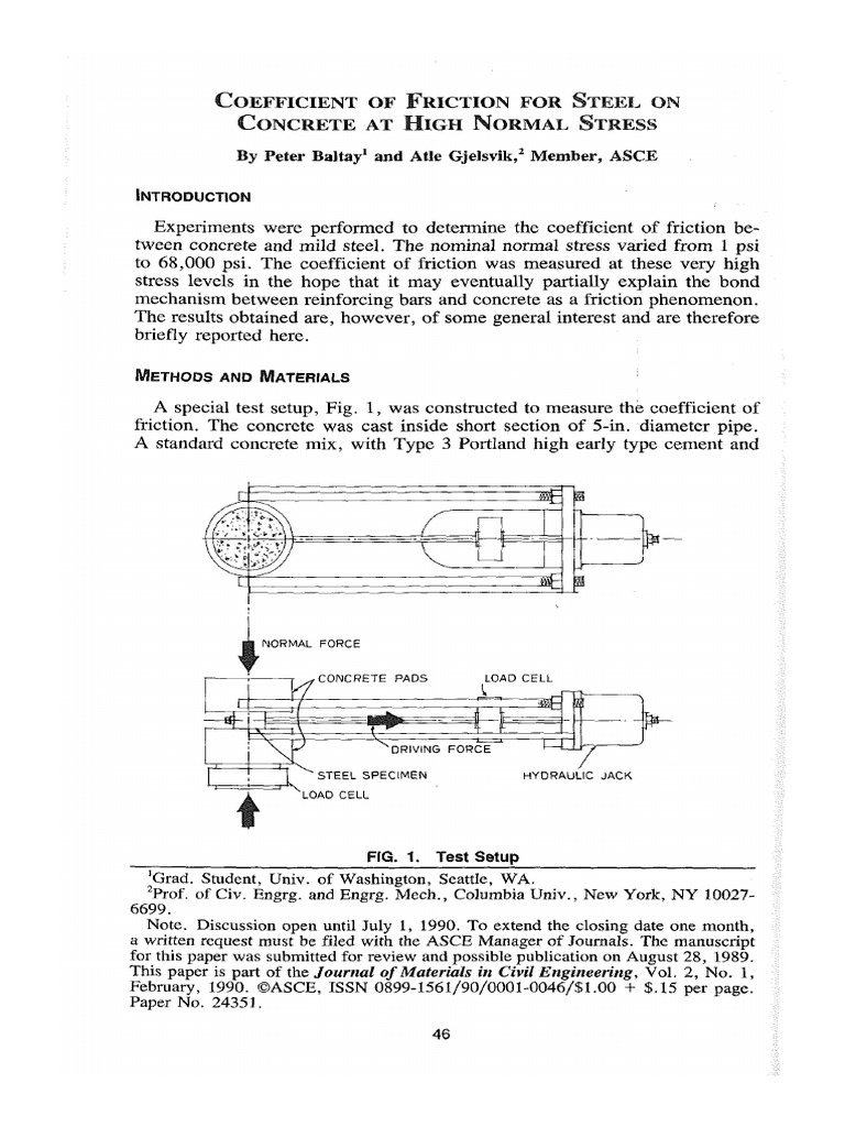 Steel-Concrete Friction Coefficients | PDF | Friction | Force