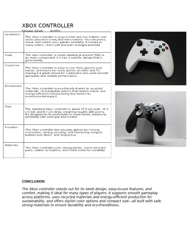 Xbox Controller: Design & Sustainability | PDF