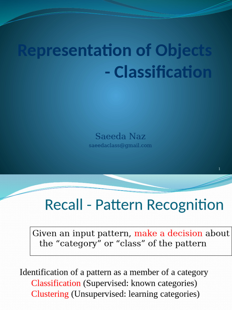 Object Representation and Classification Techniques | PDF | Statistical ...