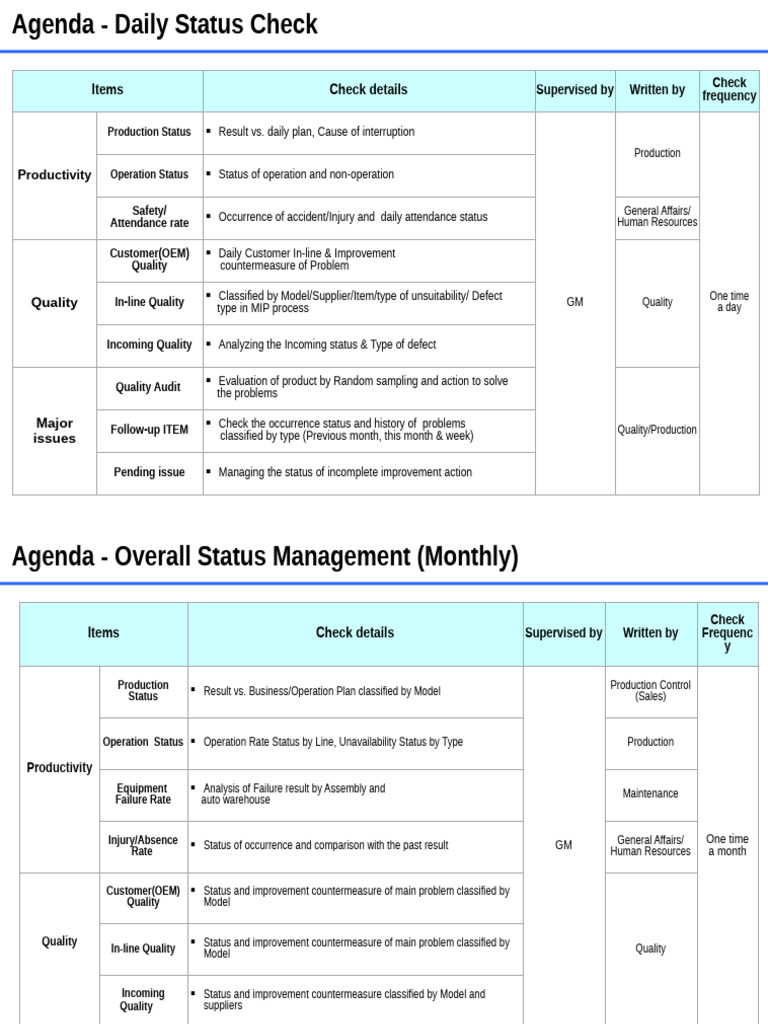 Daily Production and Quality Status Report | PDF