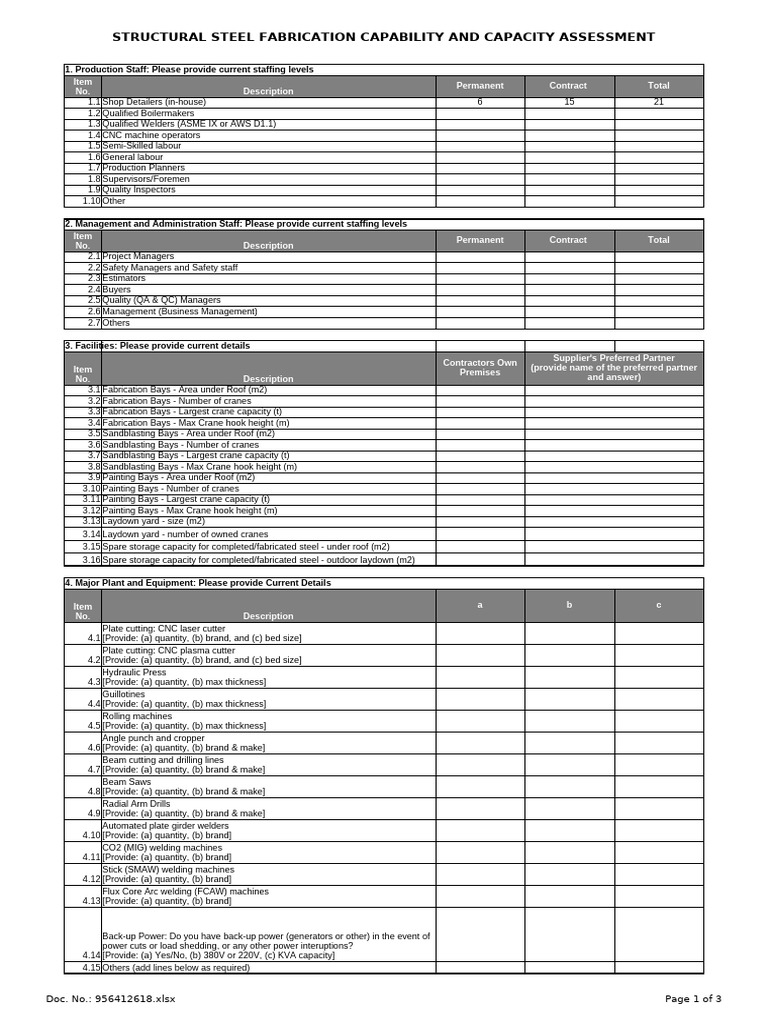Structural Steel Fabrication Capacity Assessment | PDF | Welding ...