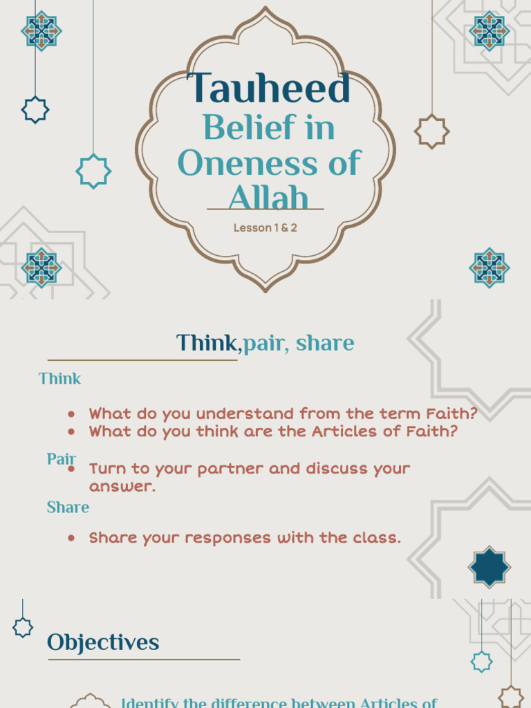 Faith and Prayers-Tauheed L1 & 2 | PDF | Tawhid | God In Islam
