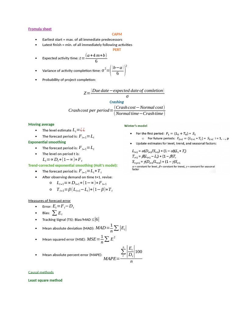 Project Management Forecasting Techniques | PDF | Errors And Residuals ...