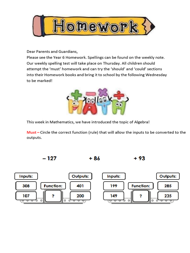 Year 6 Homework: Spelling & Subjects | PDF