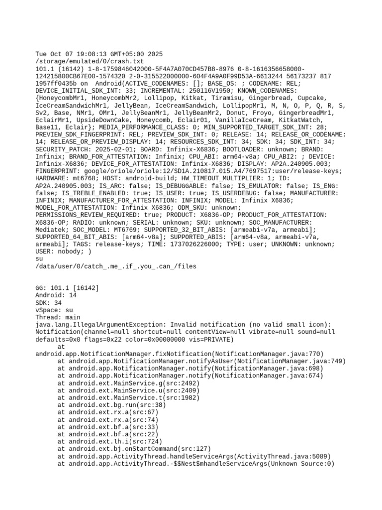 Android Notification Error Log Analysis | PDF | Android (Operating ...