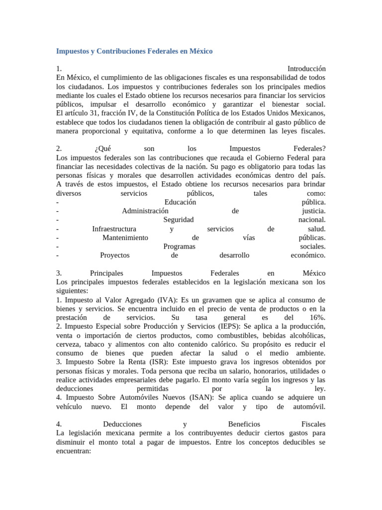 Impuestos Federales en México: Guía Completa | PDF | Impuestos ...