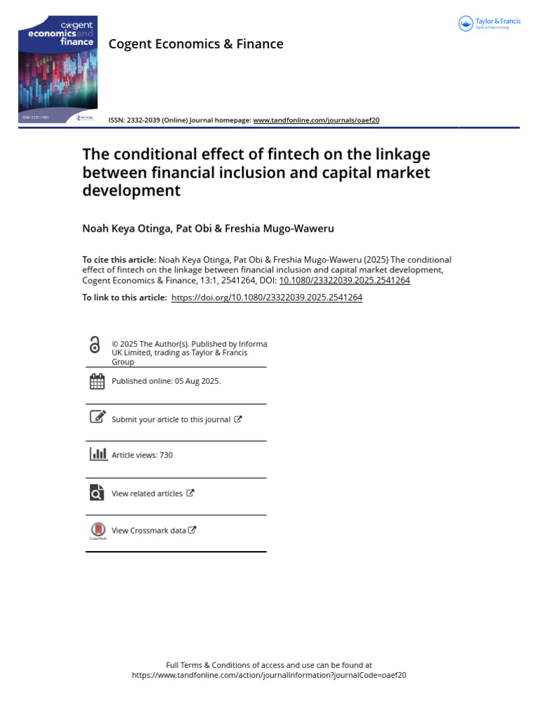 The Conditional Effect of Fintech On The Linkage Between Financial ...