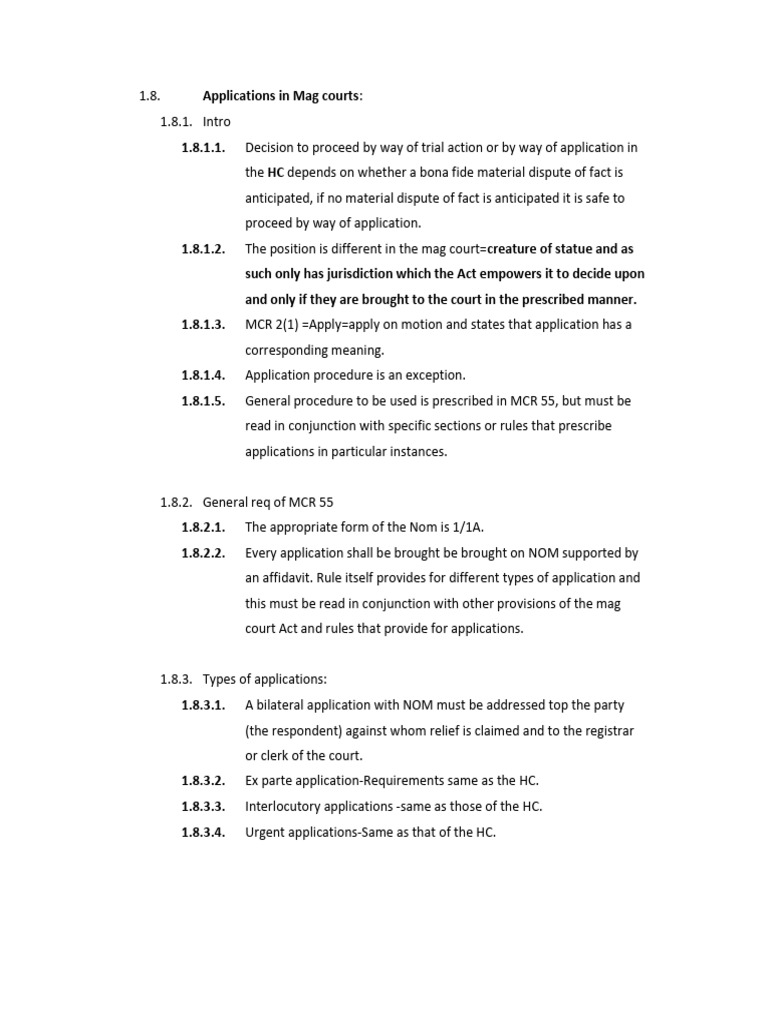 Types of Applications in Magistrates' Court | PDF | Ex Parte ...
