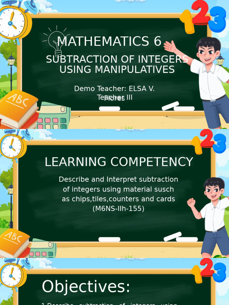 Subtracting Integers with Manipulatives | PDF