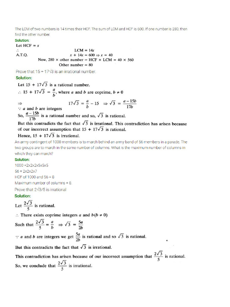 Class 10 Maths Formulas & Numericals | PDF