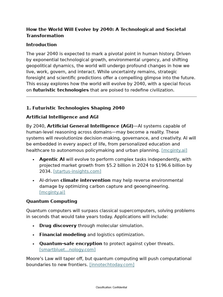 Future World Changes by 2040 | PDF | Artificial Intelligence ...