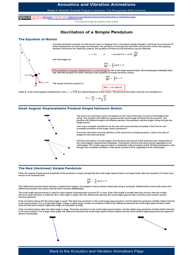 Simple Pendulum Motion Explained | PDF | Oscillation | Pendulum