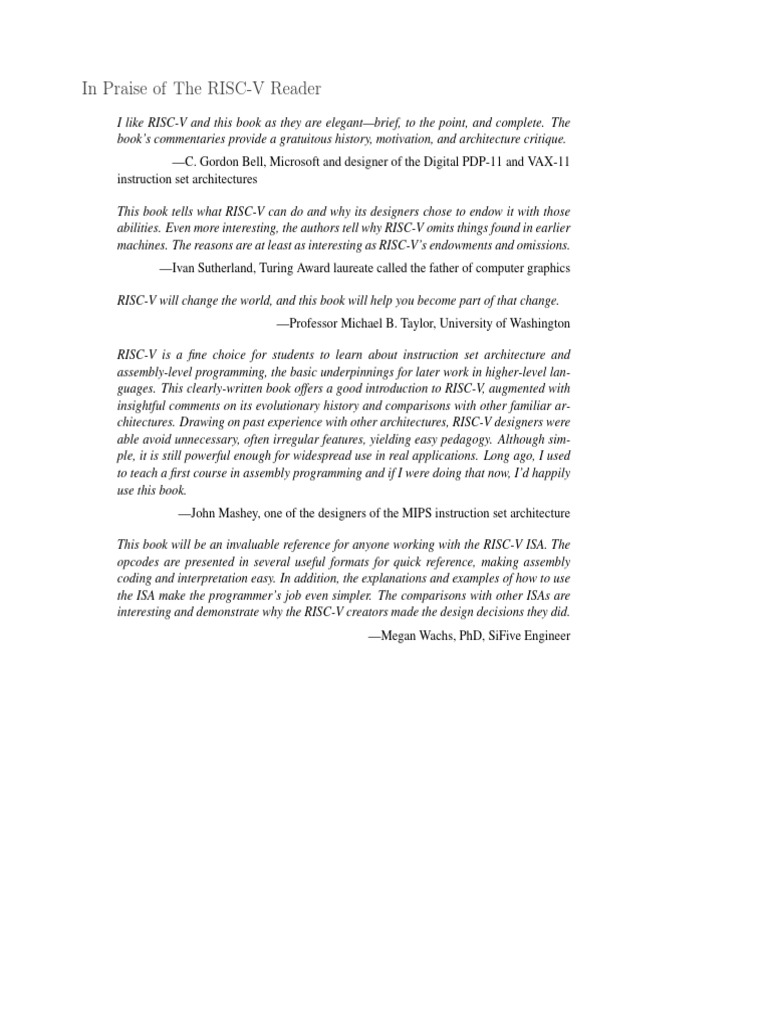 RISC-V Reader: A Comprehensive Guide | PDF | Computer Engineering ...