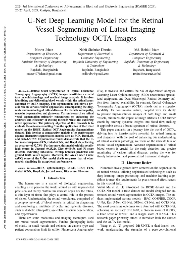 Jahan 等 - 2024 - U-Net Deep Learning Model for the Retinal Vessel ...