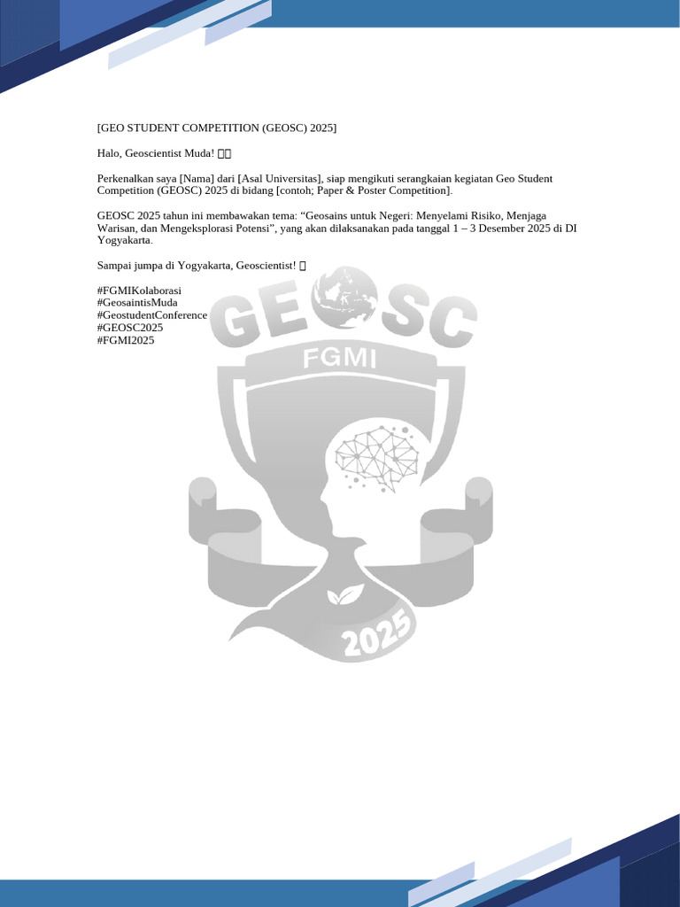 GEOSC 2025: Kompetisi Geosains Yogyakarta | PDF