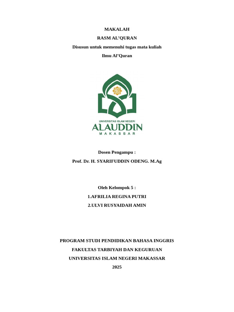 Memahami Rasm Al-Qur'an dan Hukumnya | PDF