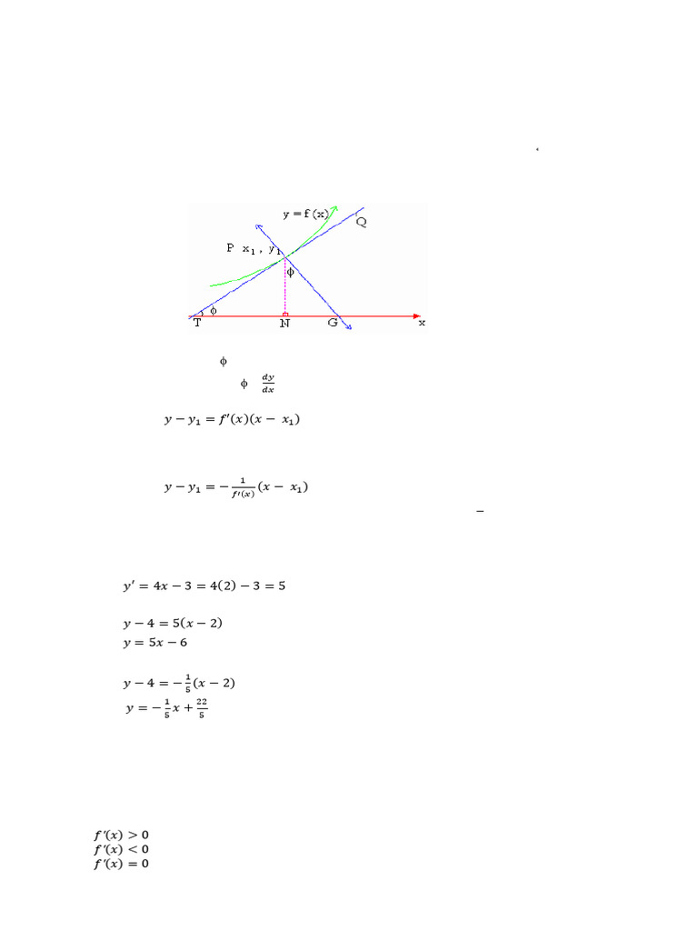 Tangent and Normal Lines in Curve Tracing | PDF | Tangent | Slope