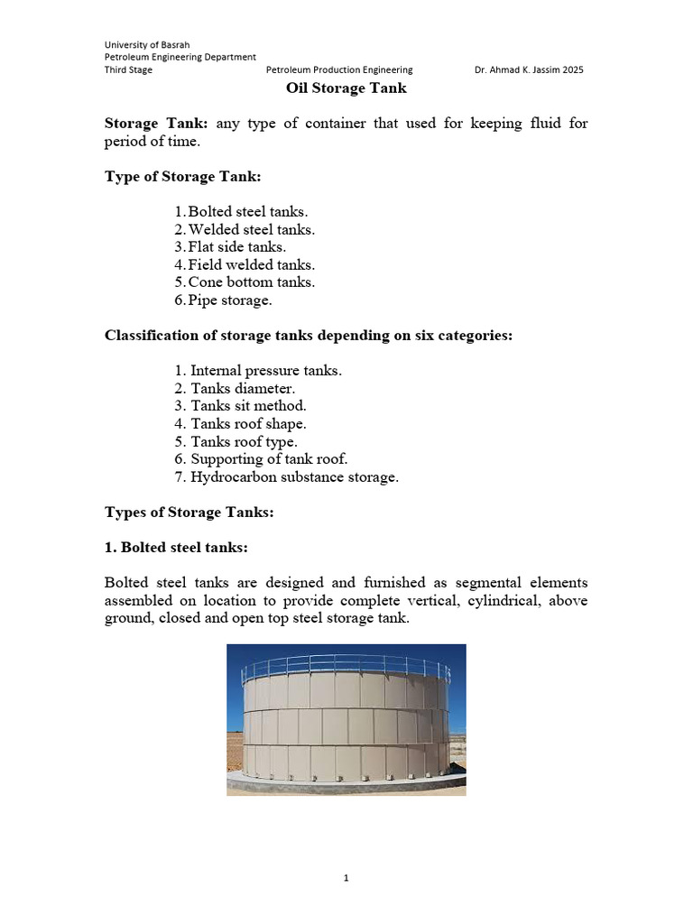 Types of Oil Storage Tanks Explained | PDF | Roof | Pressure