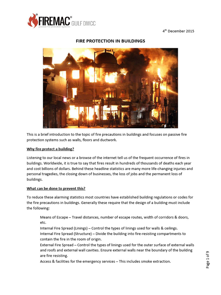 Fire Protection in Buildings 4th December 2015 | PDF | Duct (Flow ...