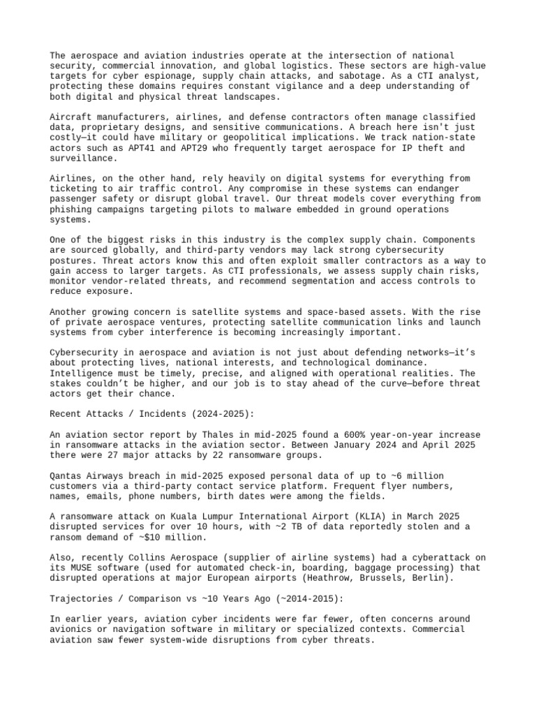 Cybersecurity Risks in Aviation Industry | PDF | Computer Security ...