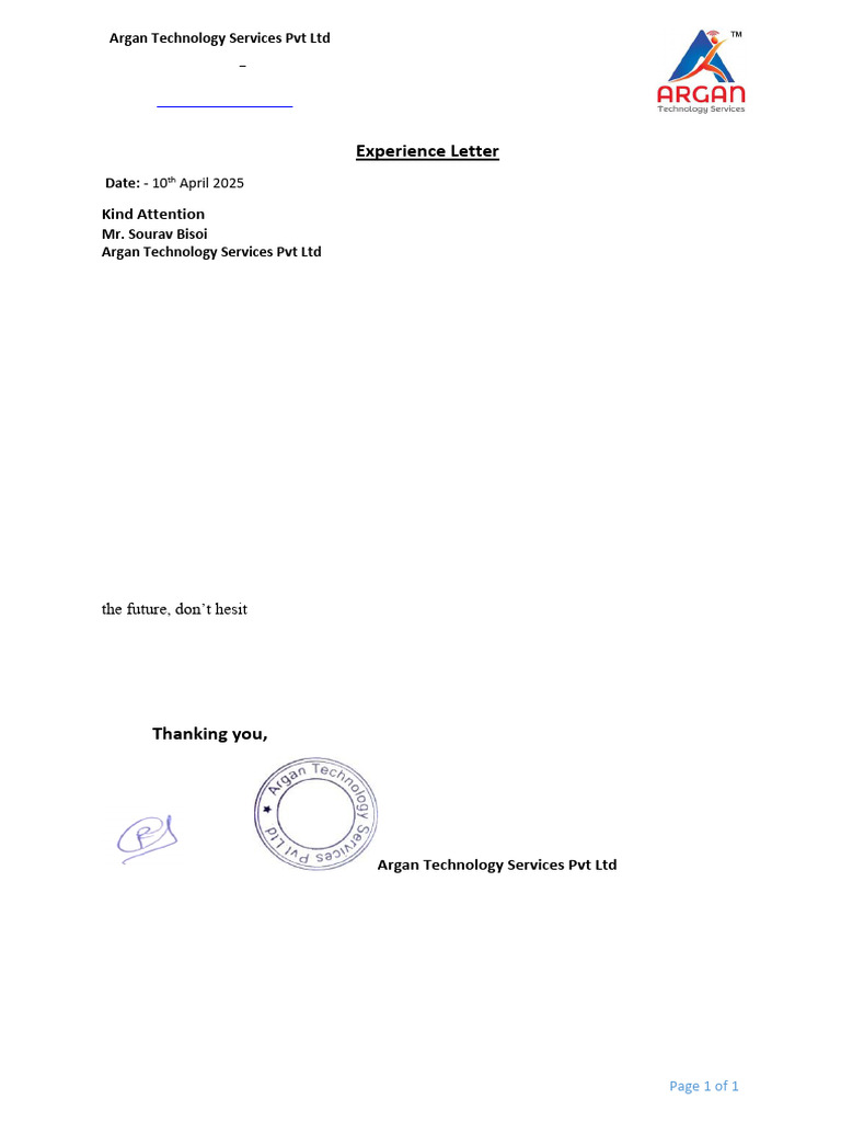 EXP Letter | PDF