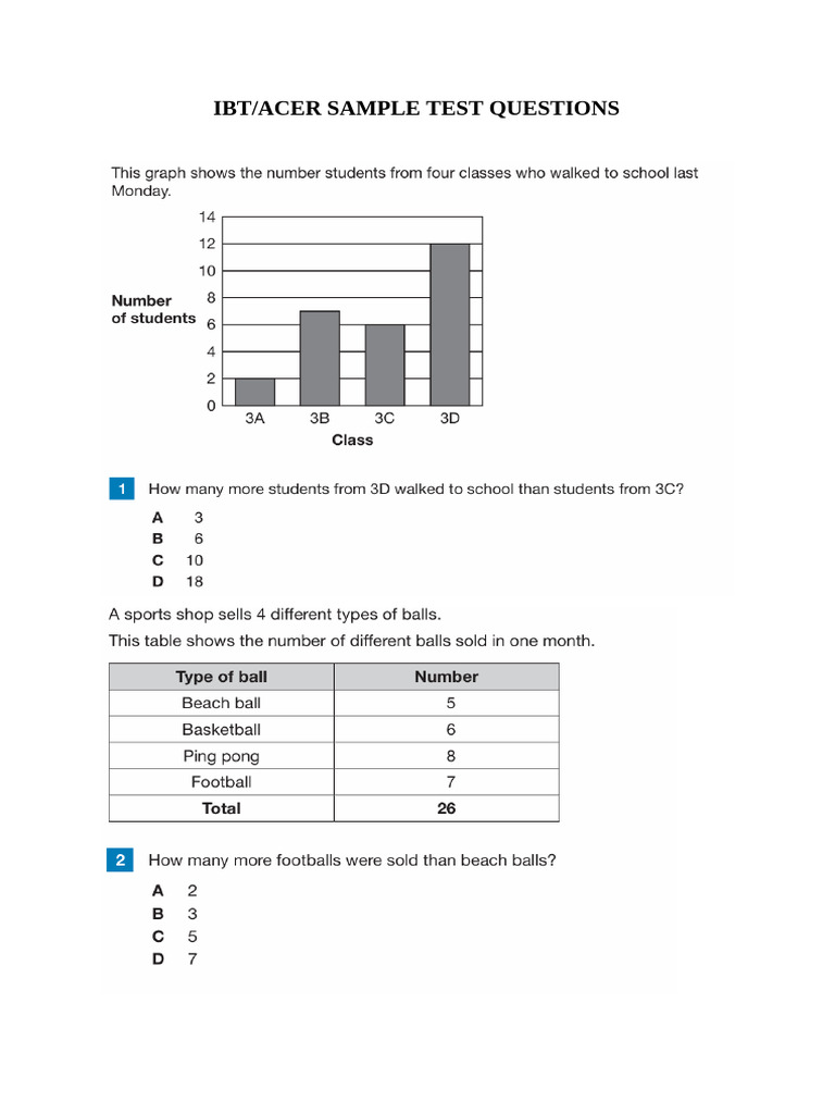 Gr-5 Ibt Sample Test Questions | PDF