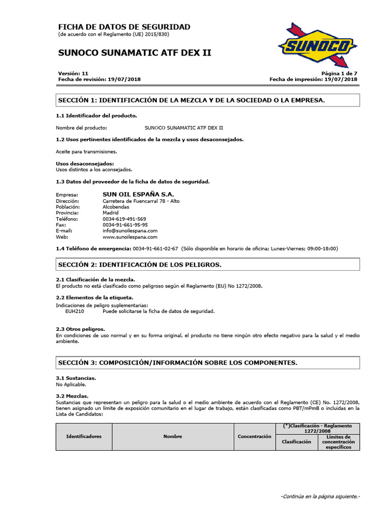 60ah000002 - Sunoco Sunamatic Atf Dex II | PDF | Agua