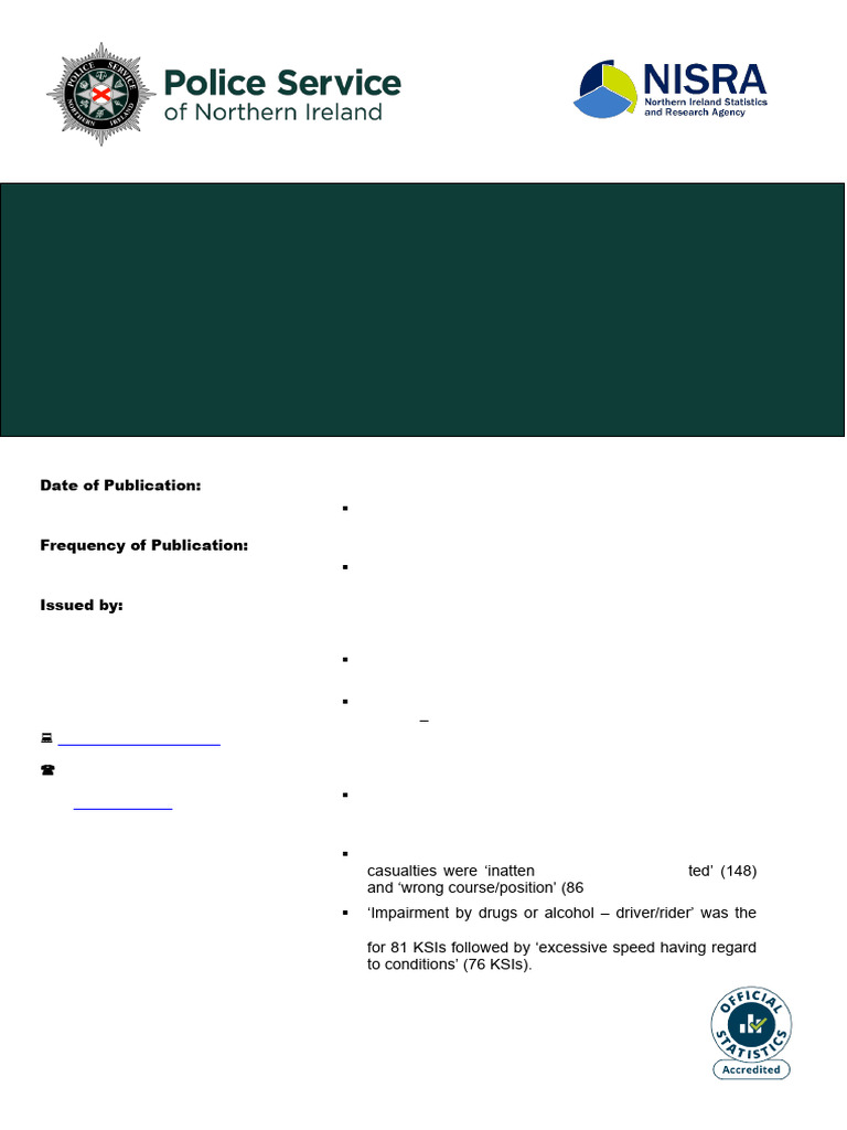 Northern Ireland 2024 Road Traffic Casualties | PDF | Traffic Collision ...