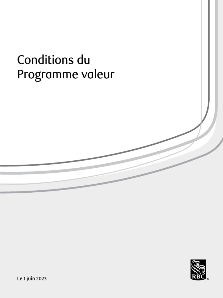 Conditions du Programme Valeur RBC | PDF | Crédit | Finance et gestion ...