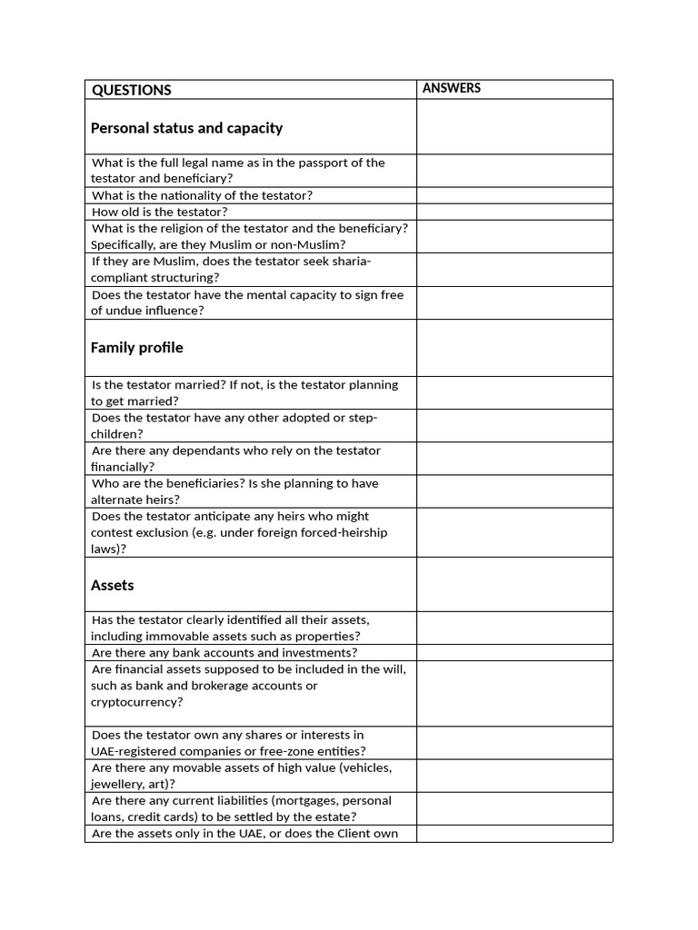 Essential Will Preparation Checklist | PDF | Will And Testament ...