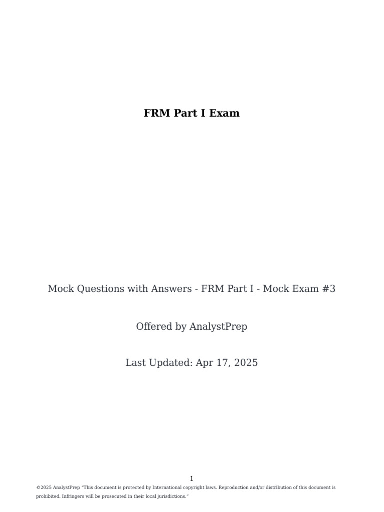 FRM Part I Mock Exam Questions & Answers | PDF | Option (Finance ...