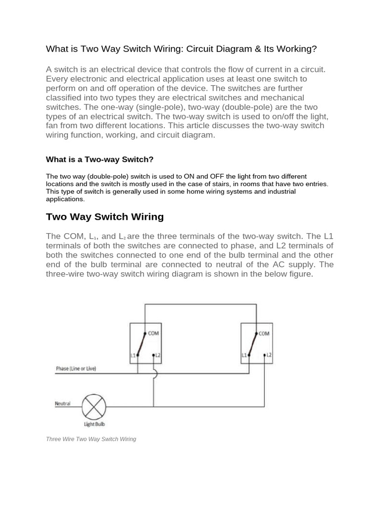 Understanding Two Way Switch Wiring | PDF | Switch | Power (Physics)