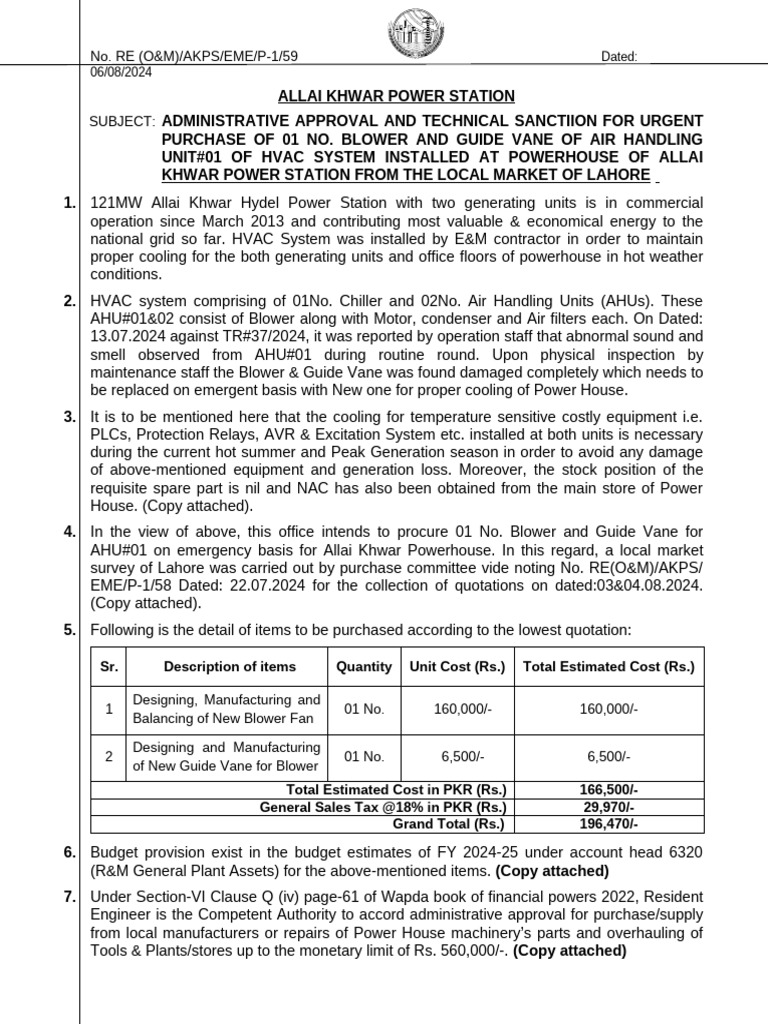 Urgent HVAC Blower Purchase Approval | PDF | Building Automation ...