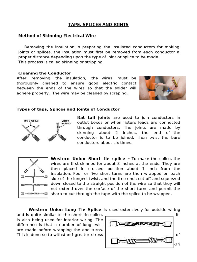 Electrical Taps, Splices, and Joints | PDF | Wire | Electrical Wiring