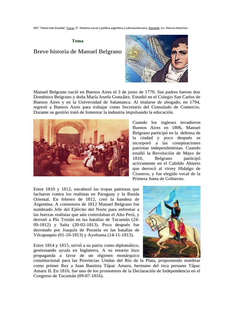 Breve historia de Belgrano y San Martín | PDF