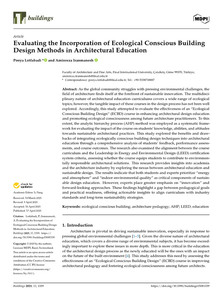 Ecological Design in Architectural Education | PDF | Sustainability ...