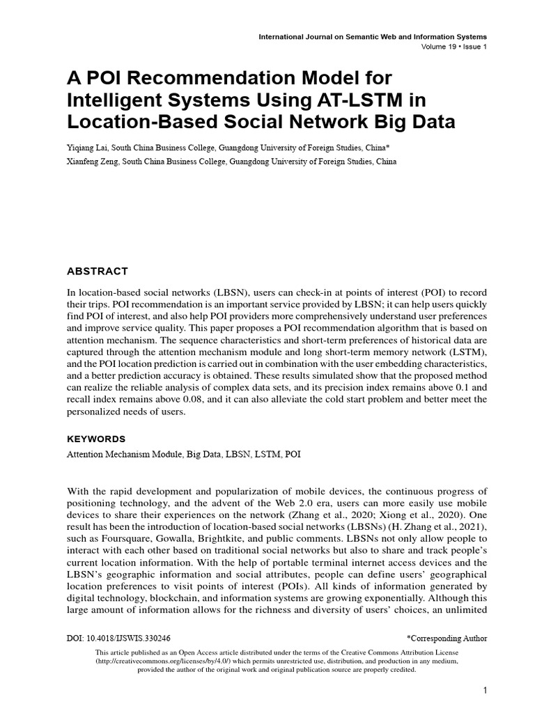A POI Recommendation Model For Intelligent Systems | PDF | Deep ...