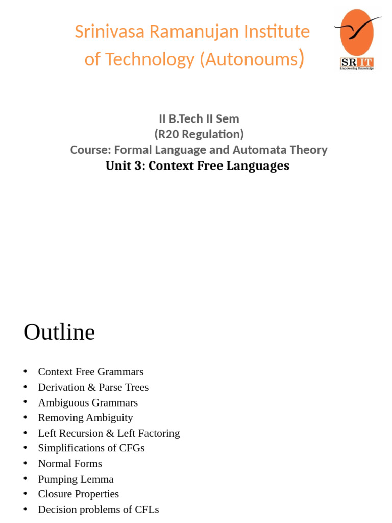 Context-Free Languages Overview | PDF | Language Mechanics | Formalism ...