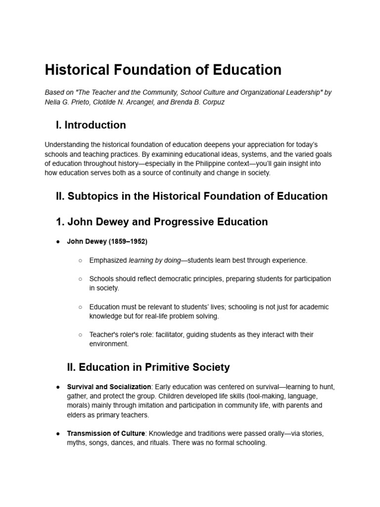 Historical Foundations of Education Insights | PDF