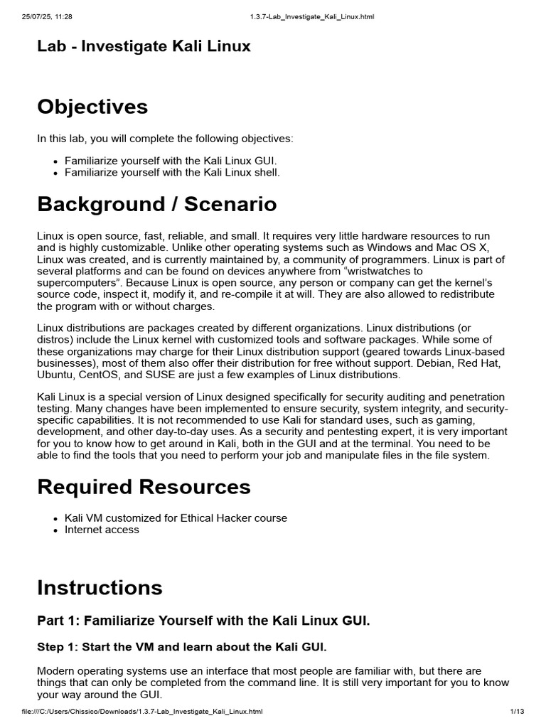 Explore Kali Linux GUI and Shell | PDF | Linux Distribution | Linux