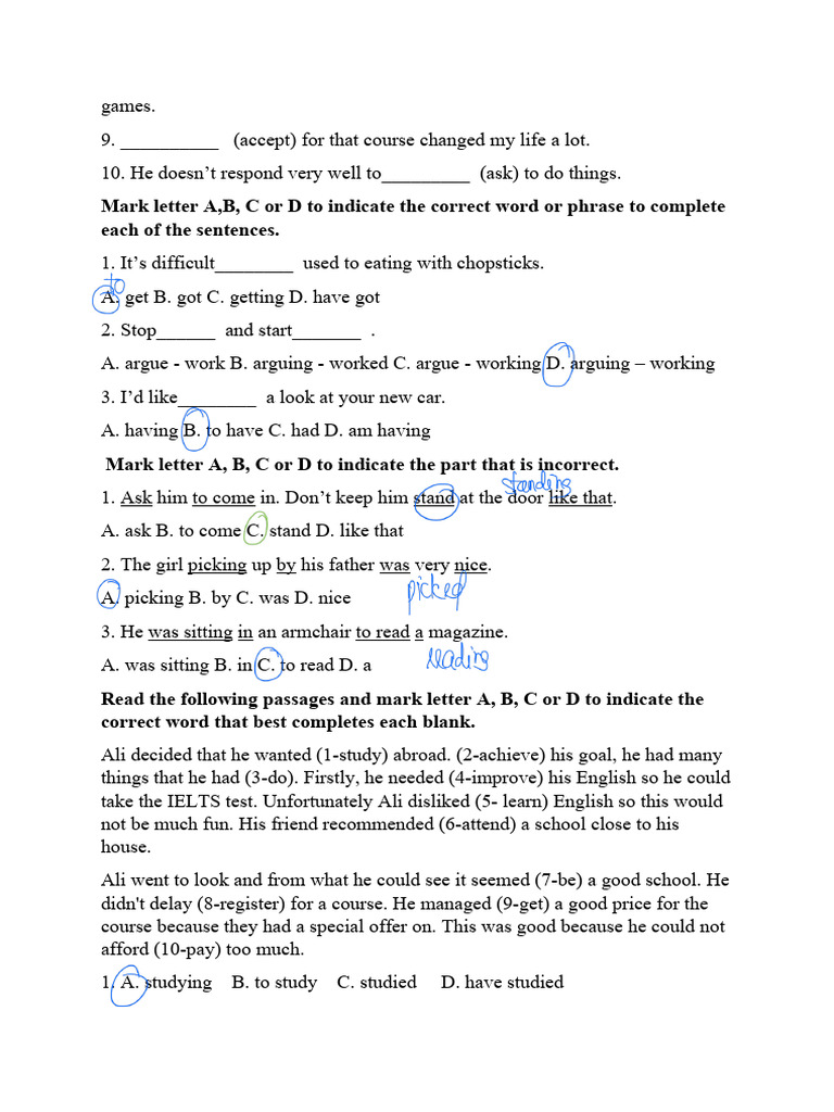 English Grammar Exercises for Students | PDF